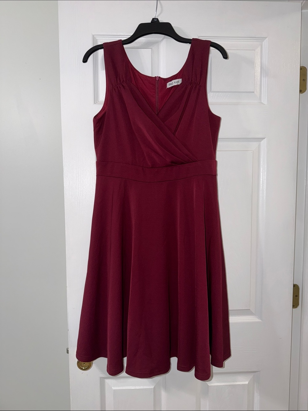 Grace Karin Sleeveless Surplice Fit-and-Flare Dress in Burgundy Size L NWOT
